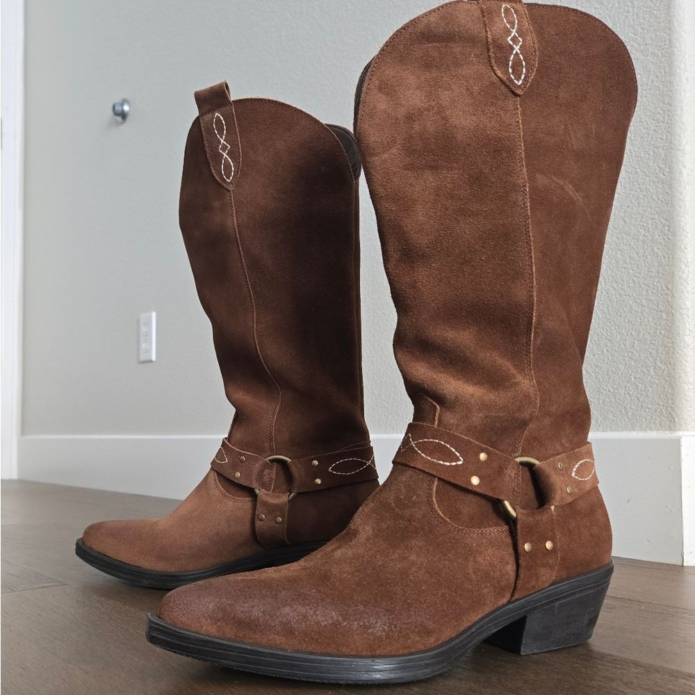 MVP WARDROBE Cowboy Western Boots Chocolate Brown Suede Size 40 9